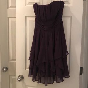 David’s Bridal plum strapless dress